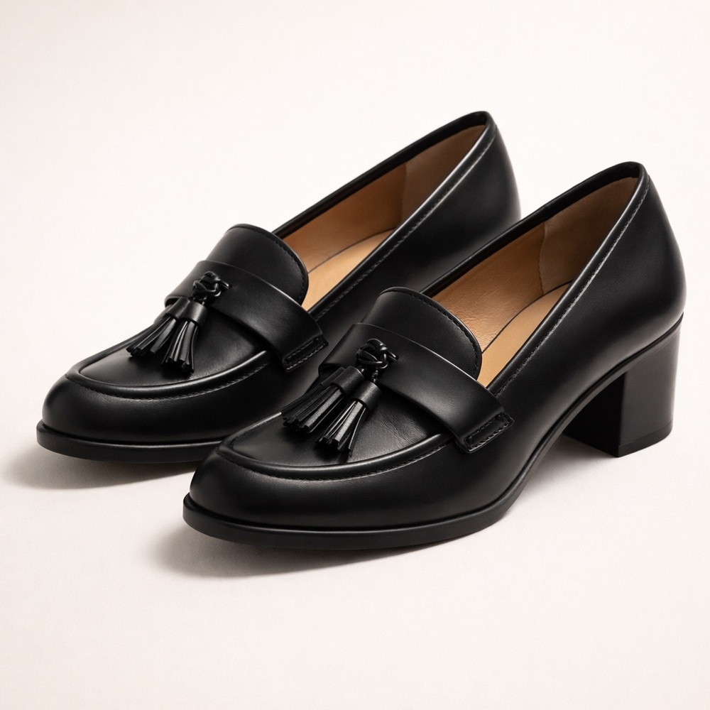 Black Tassel Loafers for Women